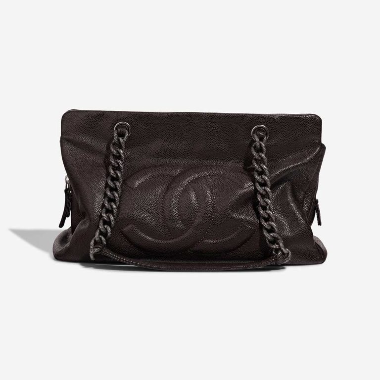 Chanel Shopping Tote PST Veau Grainé Marron Foncé Front | Vendez votre sac de créateur