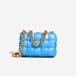 Bottega Veneta Kassette Lammleder Hellblau Front | Verkaufen Sie Ihre Designer-Tasche