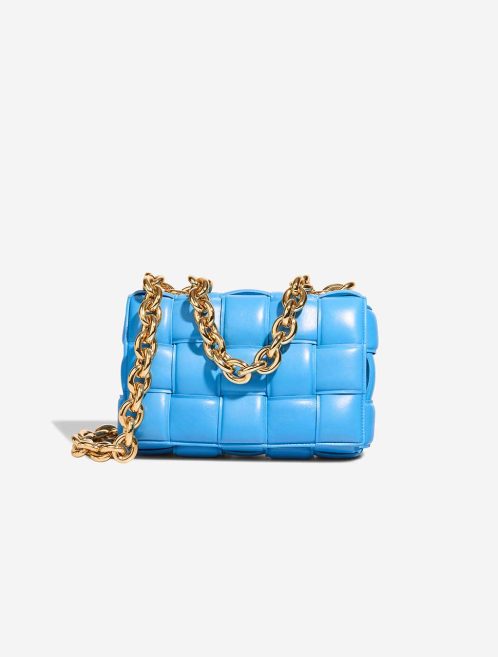 Bottega Veneta Kassette Lammleder Hellblau Front | Verkaufen Sie Ihre Designer-Tasche