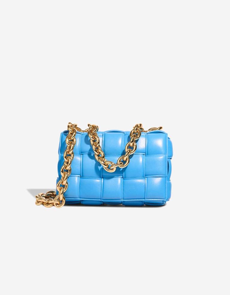 Bottega Veneta Kassette Lammleder Hellblau Front | Verkaufen Sie Ihre Designer-Tasche