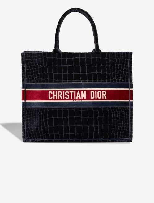 Dior Book Tote Large Samt Schwarz / Rot Front | Verkaufen Sie Ihre Designer-Tasche