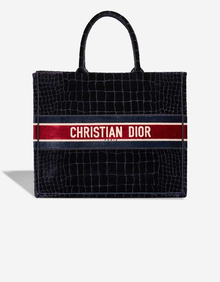 Dior Book Tote Large Samt Schwarz / Rot Front | Verkaufen Sie Ihre Designer-Tasche