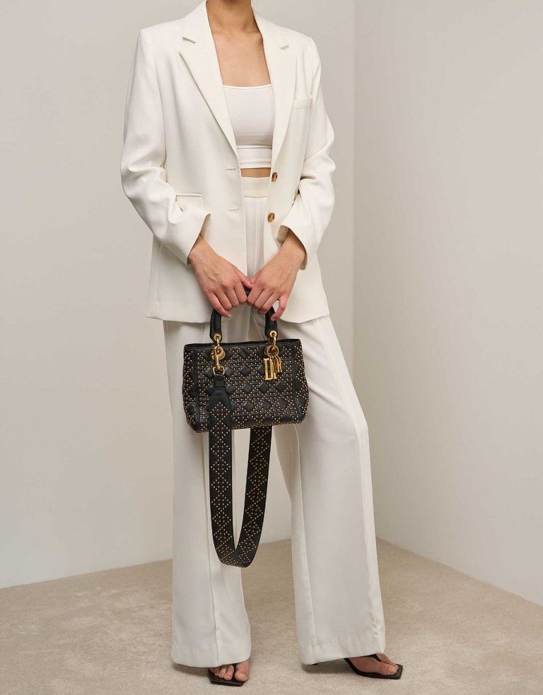 Dior Lady Medium Calf Black Front | Sell your designer bag