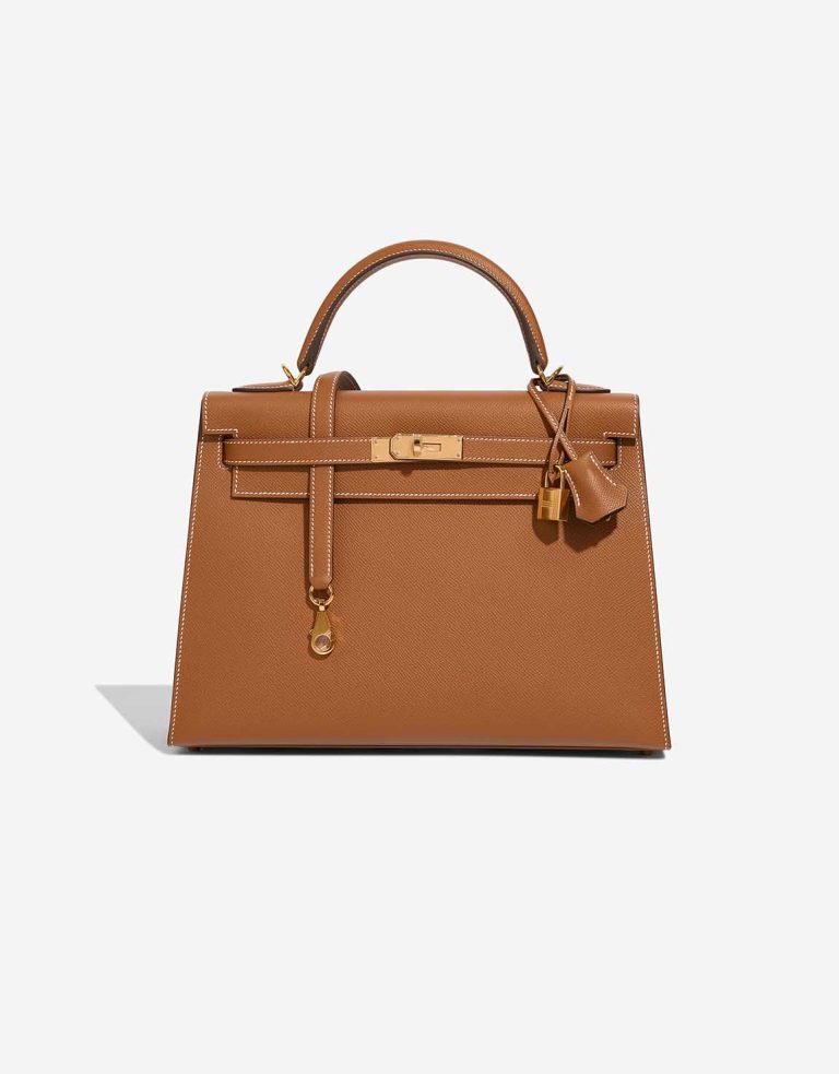 Hermès Kelly 32 Epsom Gold Front | Verkaufen Sie Ihre Designer-Tasche