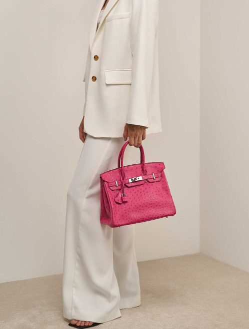 Hermès Birkin 30 Ostrich Fuchsia on Model | Sell your designer bag