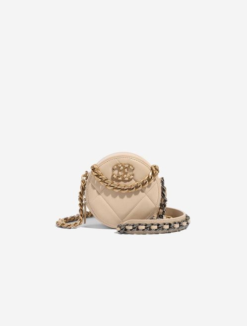 Chanel 19 Runde Clutch Lammleder Beige Front | Verkaufen Sie Ihre Designer-Tasche