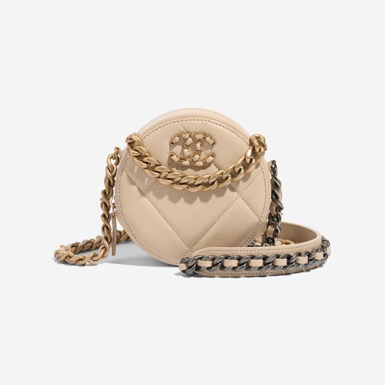 Chanel 19 Round Clutch Lamb Beige Front | Sell your designer bag