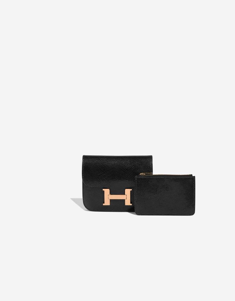 Hermès Constance Slim Wallet lézard Black Front | Vendez votre sac de créateur