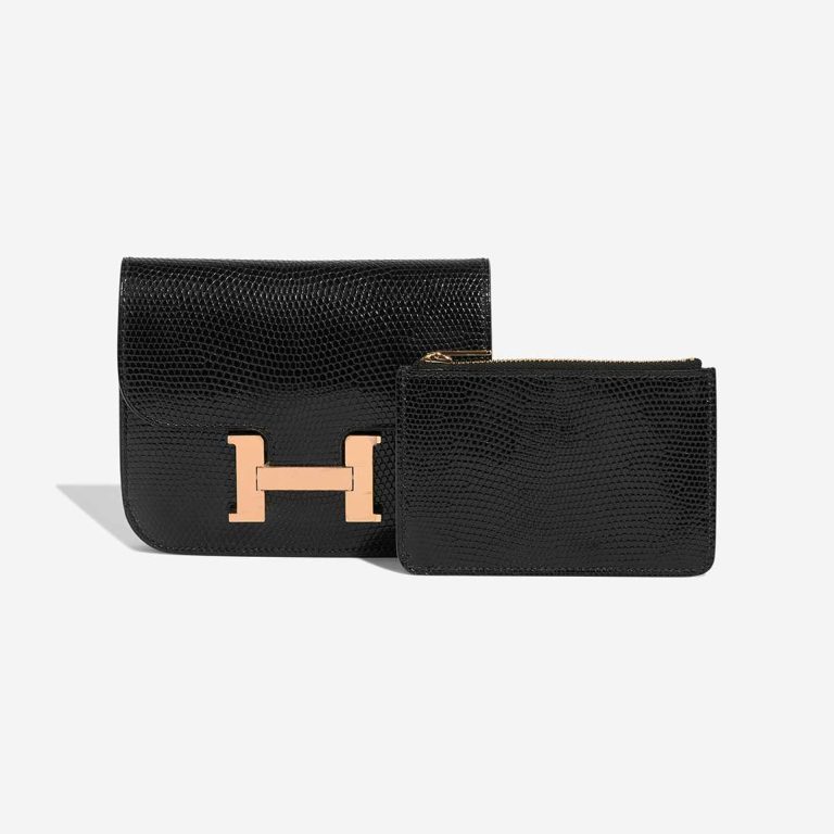 Hermès Constance Slim Wallet Lizard Black Front | Sell your designer bag