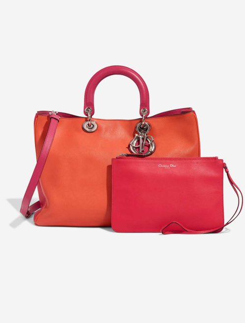 Dior Diorissimo Large Lamb Orange / Fuchsia Front | Sell your designer bag