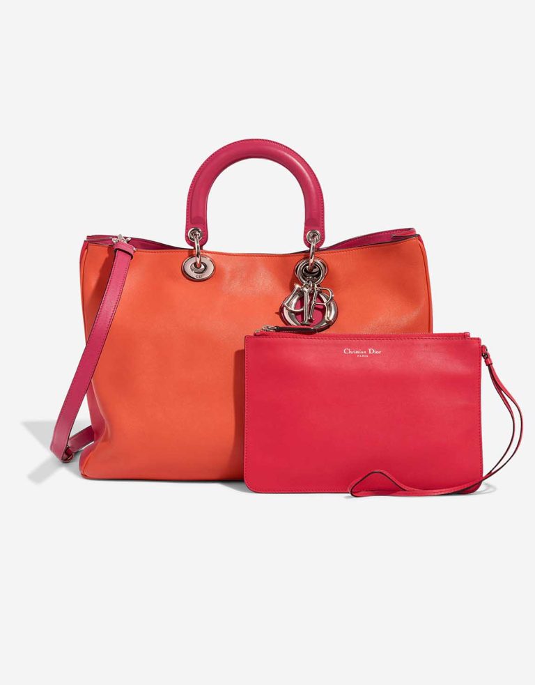 Dior Diorissimo Large Lamb Orange / Fuchsia Front | Sell your designer bag