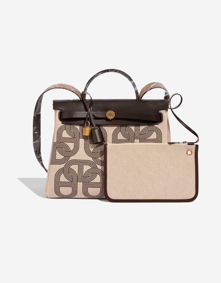 Hermès Herbag 31 Toile H / Vache Hunter Plume CC Circuit 24 Ebene / Ecru / Beige Front | Sell your designer bag