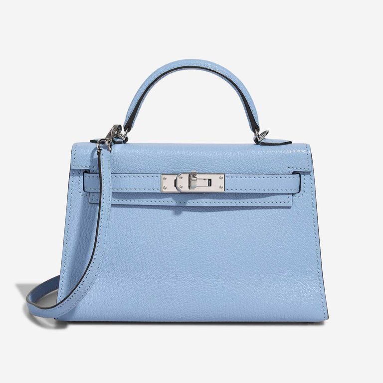 Hermès Kelly Mini Chèvre Mysore Bleu Céleste Front | Sell your designer bag