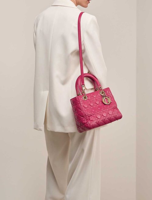 Dior Lady Medium Lamb Pink on Model | Sell your designer bag