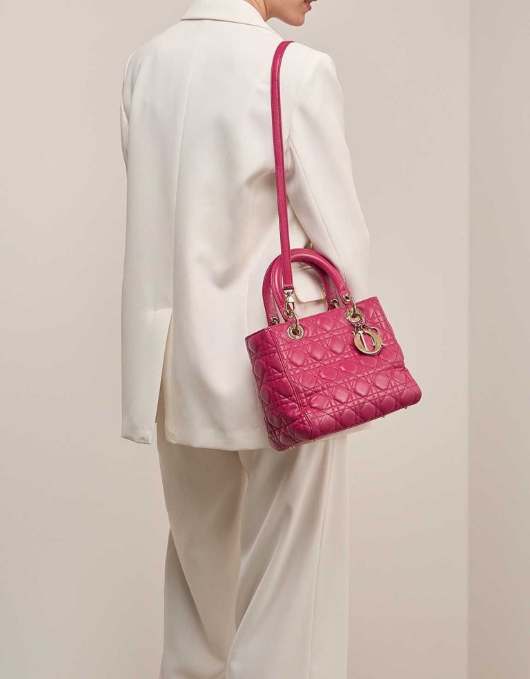 Dior Lady Medium Lamb Pink Front | Sell your designer bag