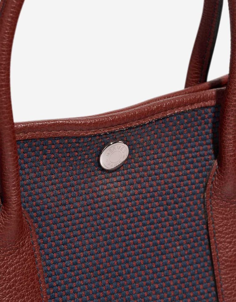 Hermès Garden Party 30 Toile Rouge Sellier / Bleu Obscur Verschluss-System | Verkaufen Sie Ihre Designer-Tasche