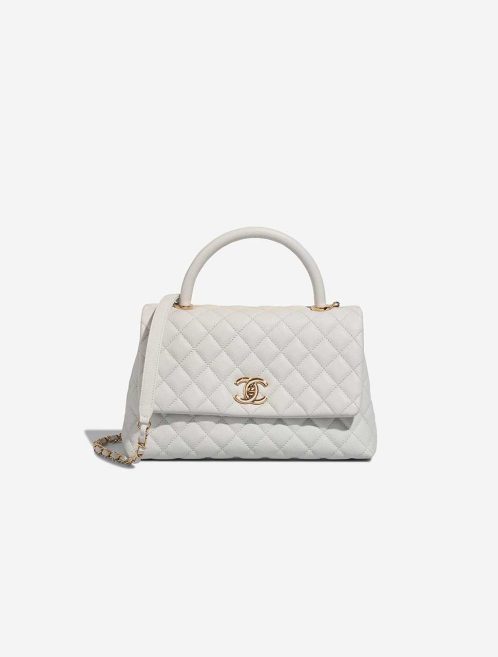 Chanel Timeless Handle Medium Caviar Light Grey Front | Sell your designer bag