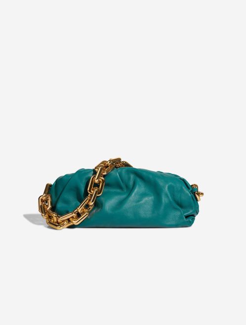 Bottega Veneta Chain Pouch Medium Lammleder Petrol Blue Front | Verkaufen Sie Ihre Designer-Tasche