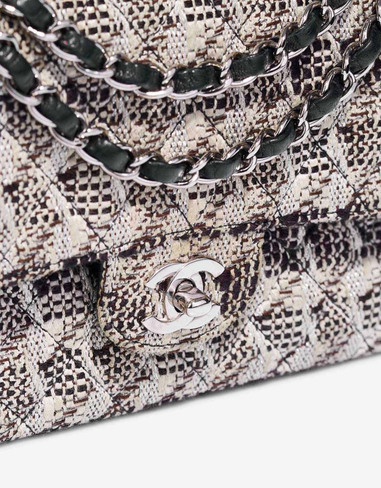 Chanel Timeless Medium Tweed Brown / Beige / Silver Closing System | Sell your designer bag