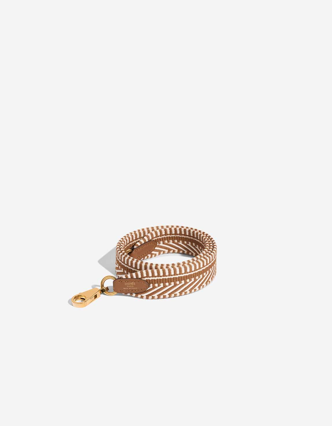 Hermès Shoulder Strap Swift / Canvas Beige / Gold | SACLÀB
