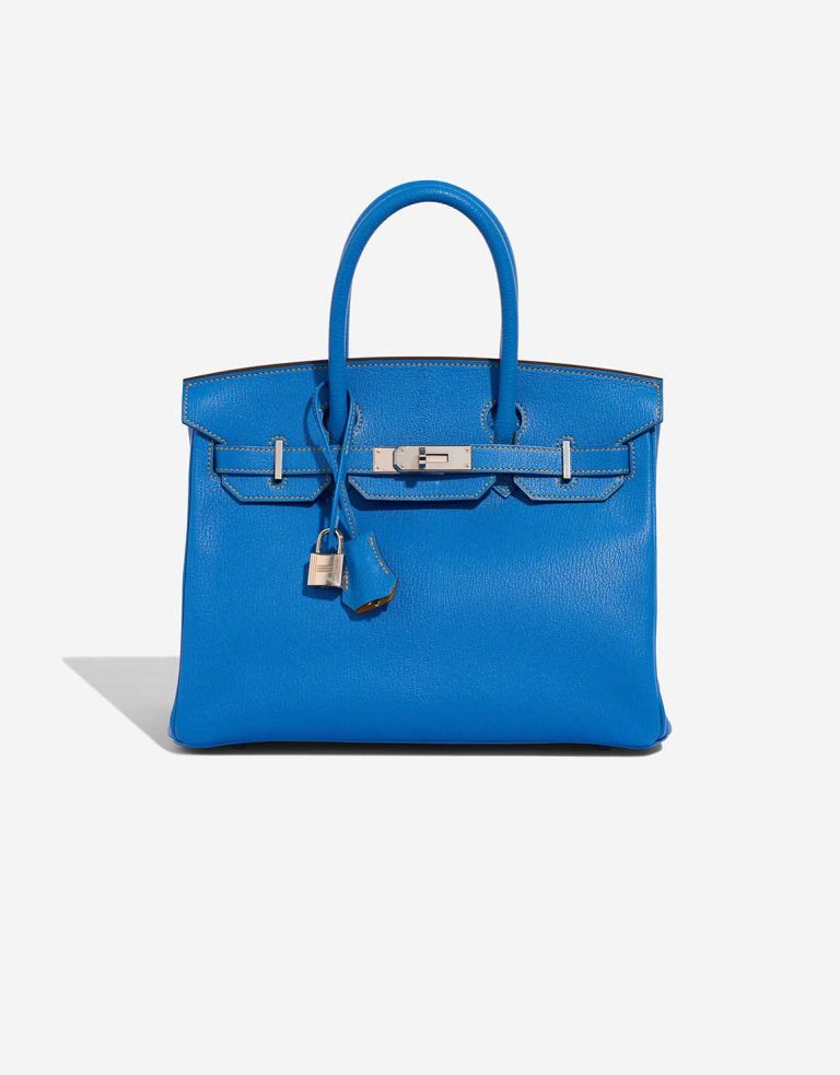 Hermès Birkin HSS 30 Chèvre Mysore Bleu Hydra / Jaune Ambre Front | Verkaufen Sie Ihre Designer-Tasche