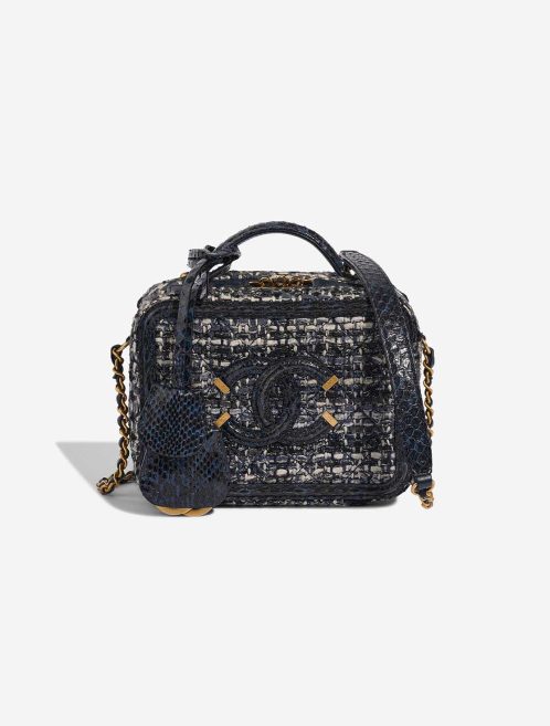 Chanel Vanity Medium Tweed Dark Blue Front | Verkaufen Sie Ihre Designer-Tasche