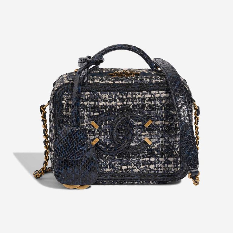 Chanel Vanity Medium Tweed Dark Blue Front | Sell your designer bag