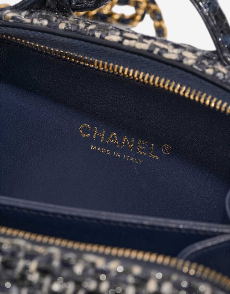 Chanel Vanity Medium Tweed Dark Blue Logo | Sell your designer bag