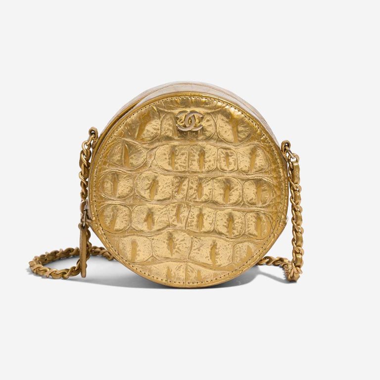 Chanel Round Clutch Calf Gold Front | Sell your designer bag