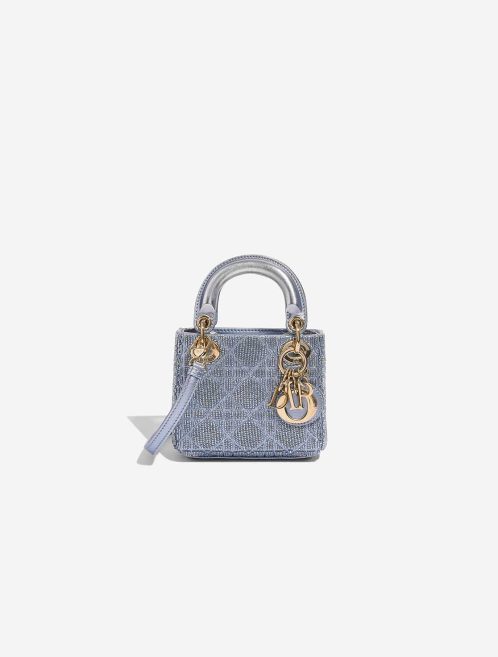 Dior Lady Micro Kalbsleder Blau verschönert Front | Verkaufen Sie Ihre Designer-Tasche