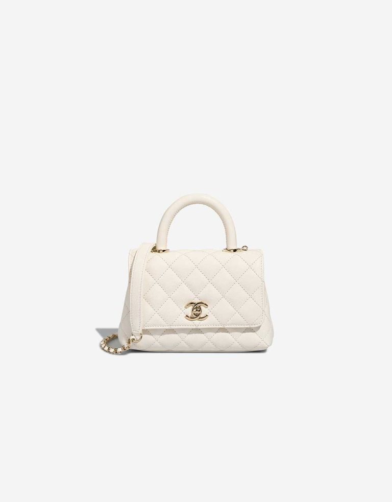 Chanel Timeless Handle Mini Caviar-Leder White Front | Verkaufen Sie Ihre Designer-Tasche