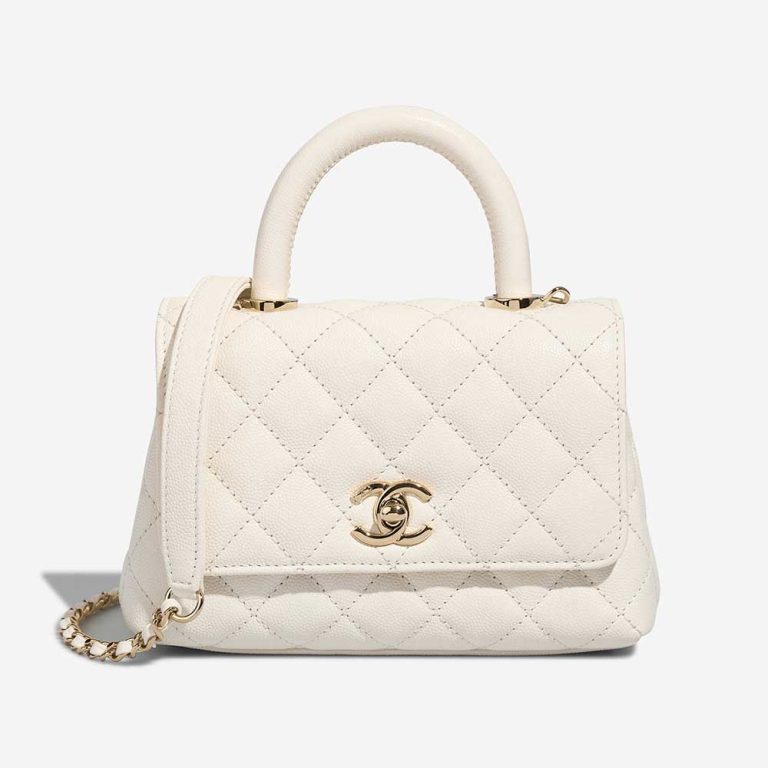 Chanel Timeless Handle Mini Caviar White Front | Sell your designer bag