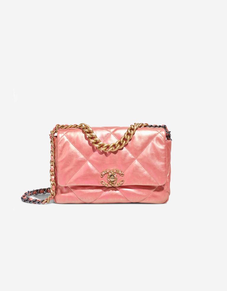 Chanel 19 Flap Bag Lamb Iridescent Pink Front | Sell your designer bag