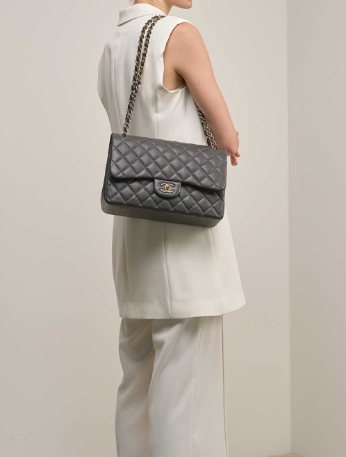 Chanel Timeless Jumbo Grey on Model | Sell your designer bag