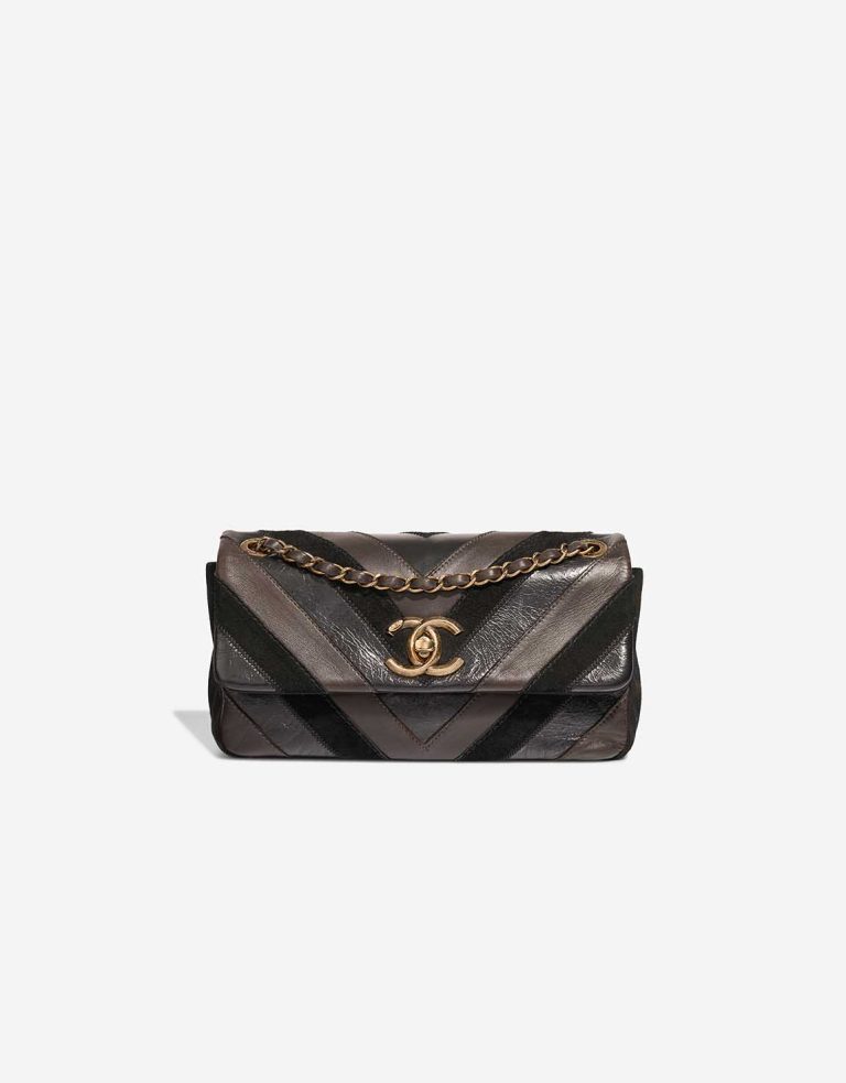 Chanel Timeless Medium Lammleder / Wildleder Schwarz / Braun Front | Verkaufen Sie Ihre Designer-Tasche