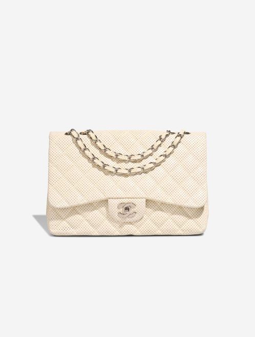 Chanel Timeless Jumbo Perforated Lammleder White Front | Verkaufen Sie Ihre Designer-Tasche