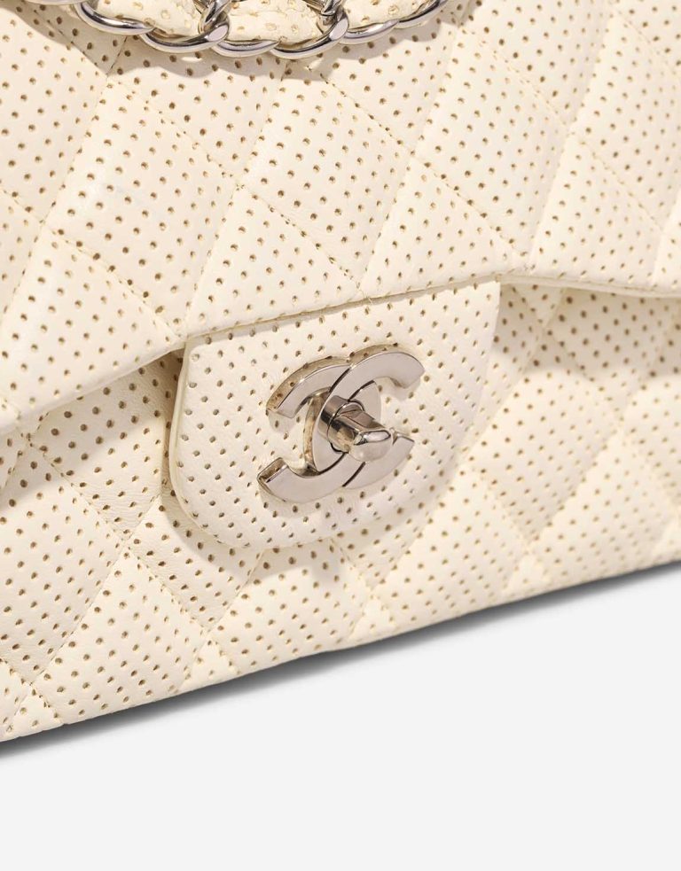 Chanel Timeless Jumbo Perforated Lamb White Closing System | Sell your designer bag