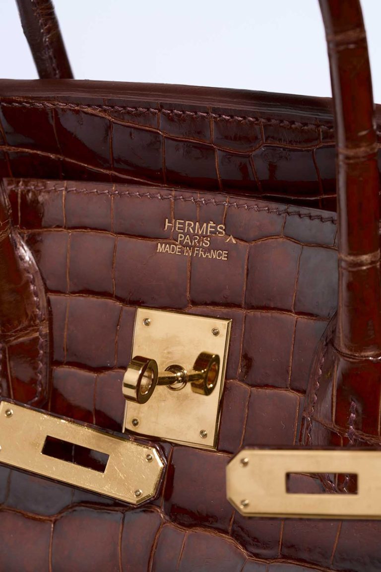 Hermès Birkin 35 Porosus Krokodil Marron Logo | Verkaufen Sie Ihre Designertasche