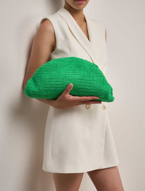 Bottega Veneta Pouch Cotton Terry Green on Model | Sell your designer bag