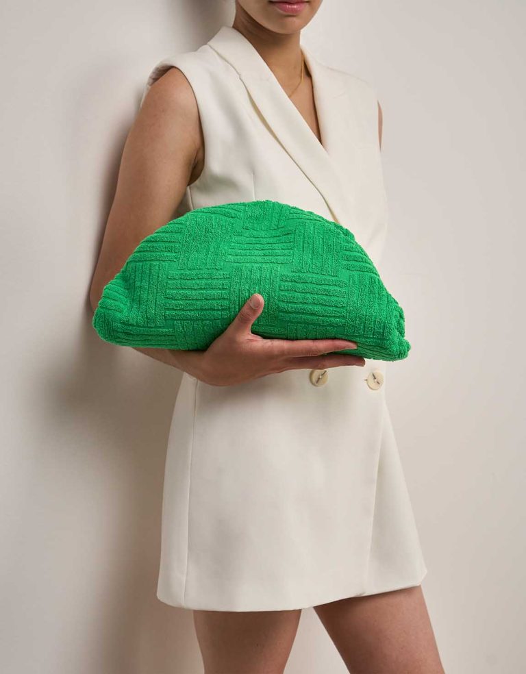 Bottega Veneta Pouch Cotton Terry Green Front | Sell your designer bag