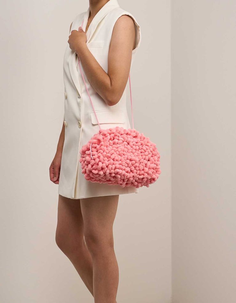 Bottega Veneta Pouch Chenille / Lamb Pink on Model | Sell your designer bag