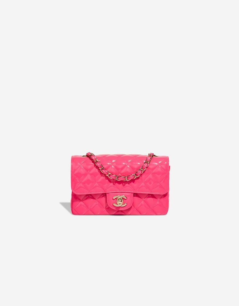 Chanel Timeless Mini Rectangular Patent Neon Pink Front | Sell your designer bag