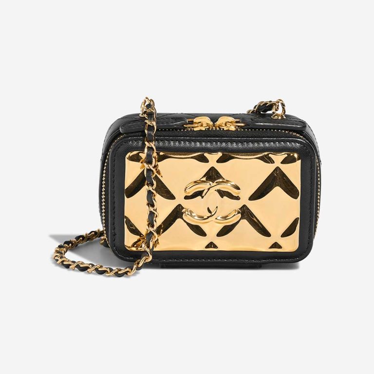 Chanel Vanity Extra Mini Lammleder / Metall Schwarz / Gold Front | Verkaufen Sie Ihre Designer-Tasche