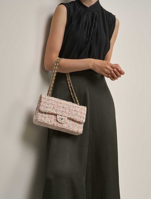 Chanel Timeless Medium Tweed Multicolour on Model | Sell your designer bag