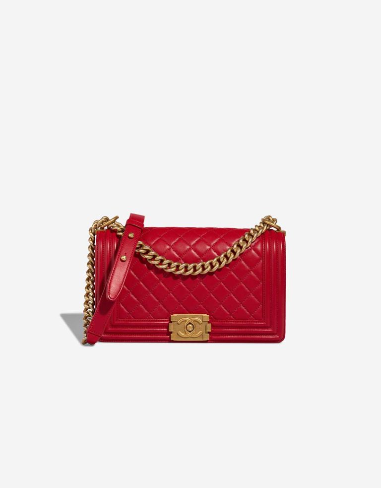 Chanel Boy Medium Calf Red Front | Sell your designer bag