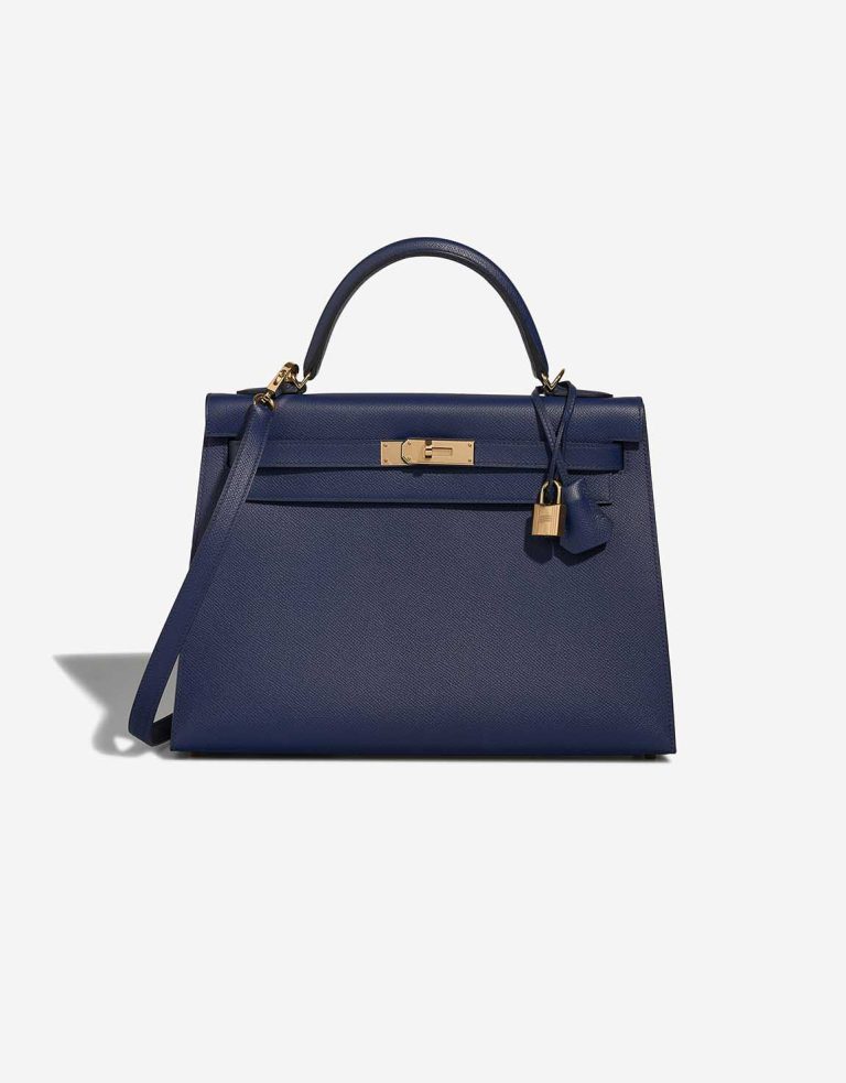 Hermès Kelly 32 Epsom Bleu Saphir Front | Verkaufen Sie Ihre Designer-Tasche