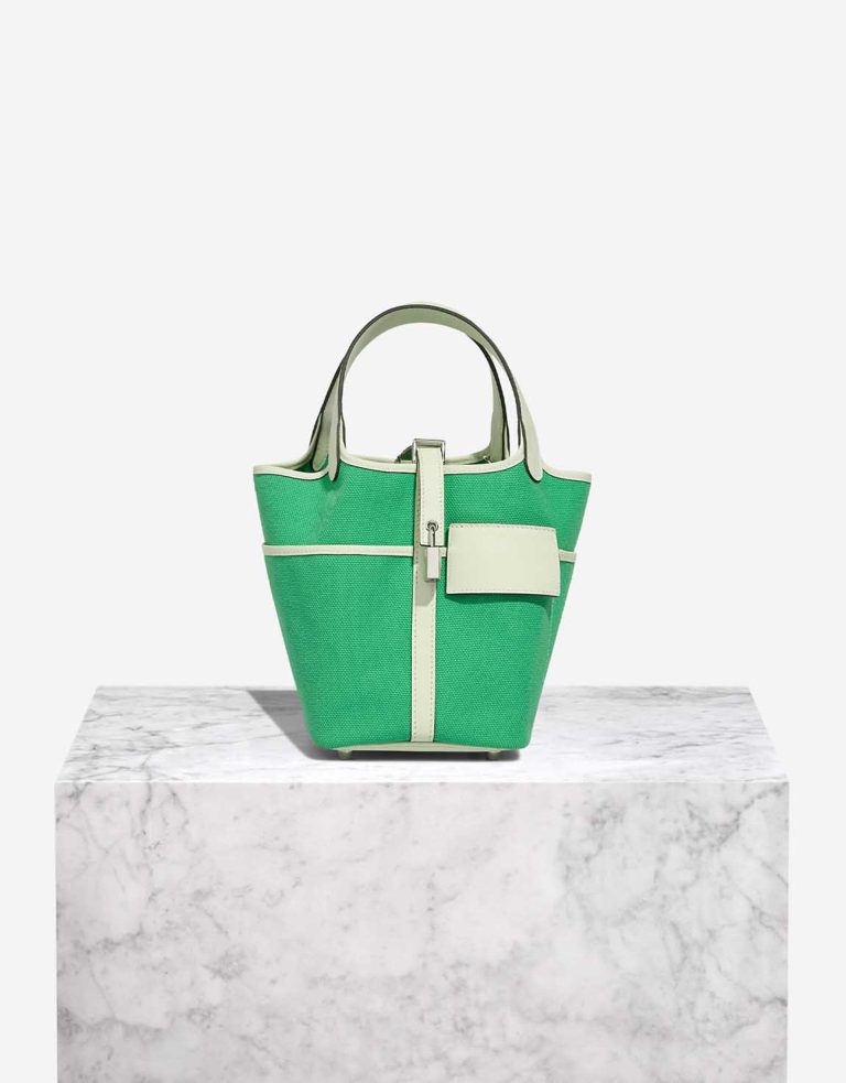 Hermès Picotin Cargo 18 Toile Goeland / Swift Vert Comics / Vert Fizz Front | Verkaufen Sie Ihre Designer-Tasche