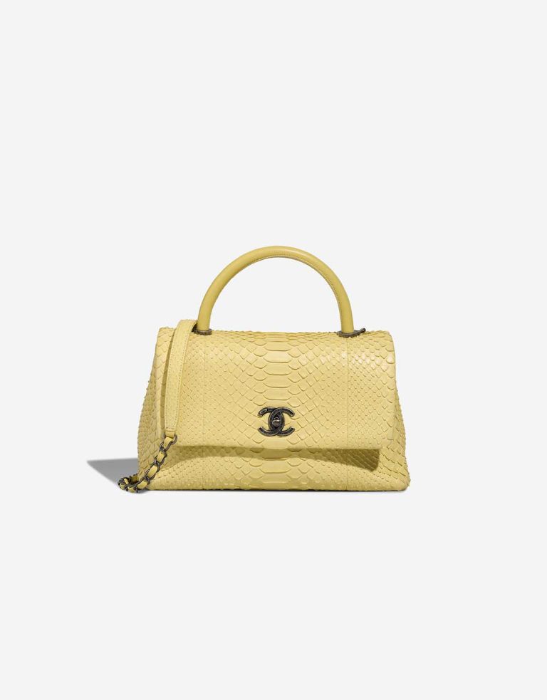 Chanel Timeless Handle Python Pastel Yellow Front | Sell your designer bag