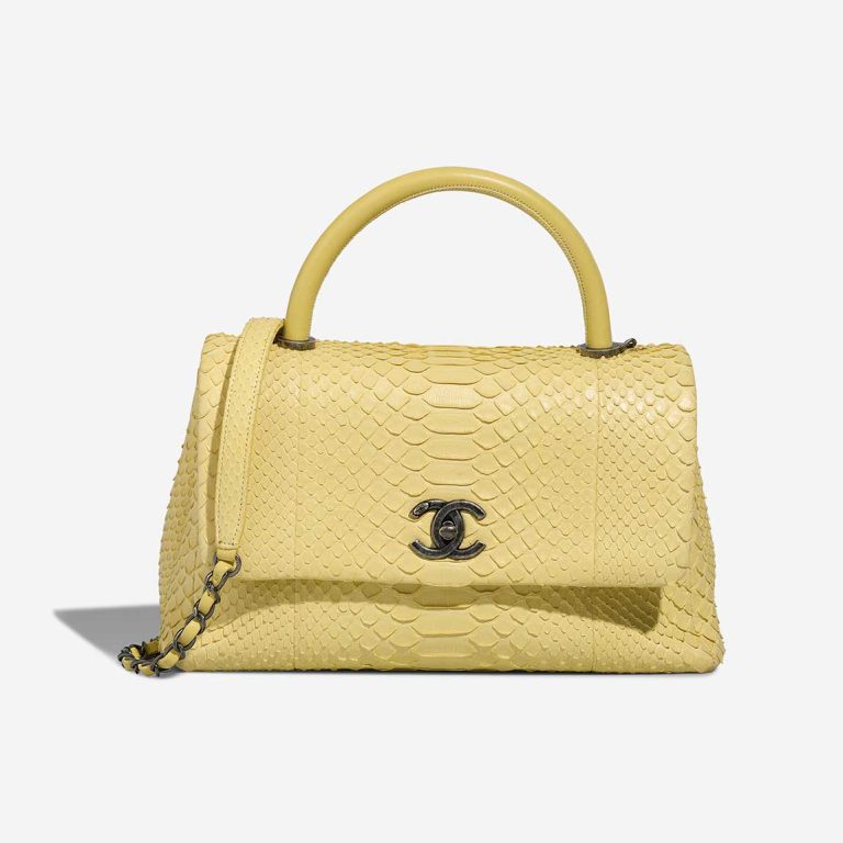 Chanel Timeless Handle Python Pastel Yellow Front | Sell your designer bag