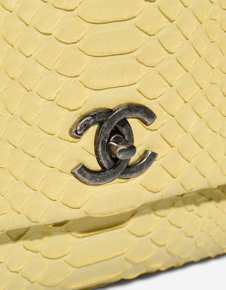 Chanel Timeless Handle Python Pastel Yellow Closing System | Sell your designer bag